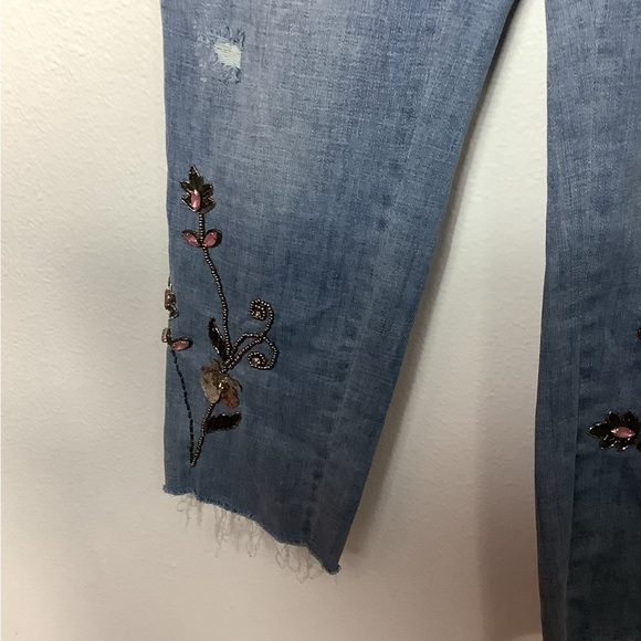 CHICO’s So Slimming Girlfriend Ankle Jeans 10 (1.5R) Embellished Boho festival - Picture 4 of 16